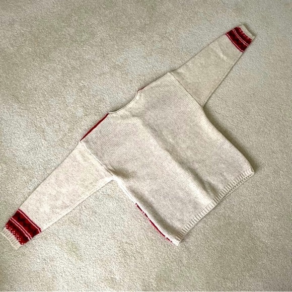 VINTAGE Oversized Wool Knit Downhill Ski Novelty Cardigan Medium - Picture 6 of 8